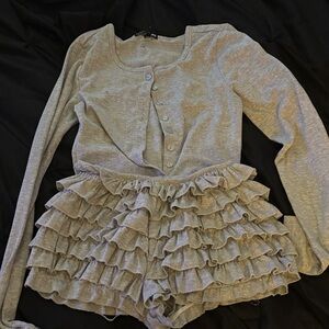 Fashion Nova Gray Ruffled set